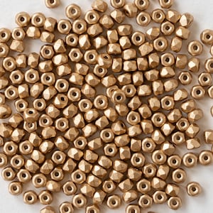 50 - 2x3mm Glass Rondelle Beads - Czech Glass Beads -  Light Gold Matte - 50 Beads