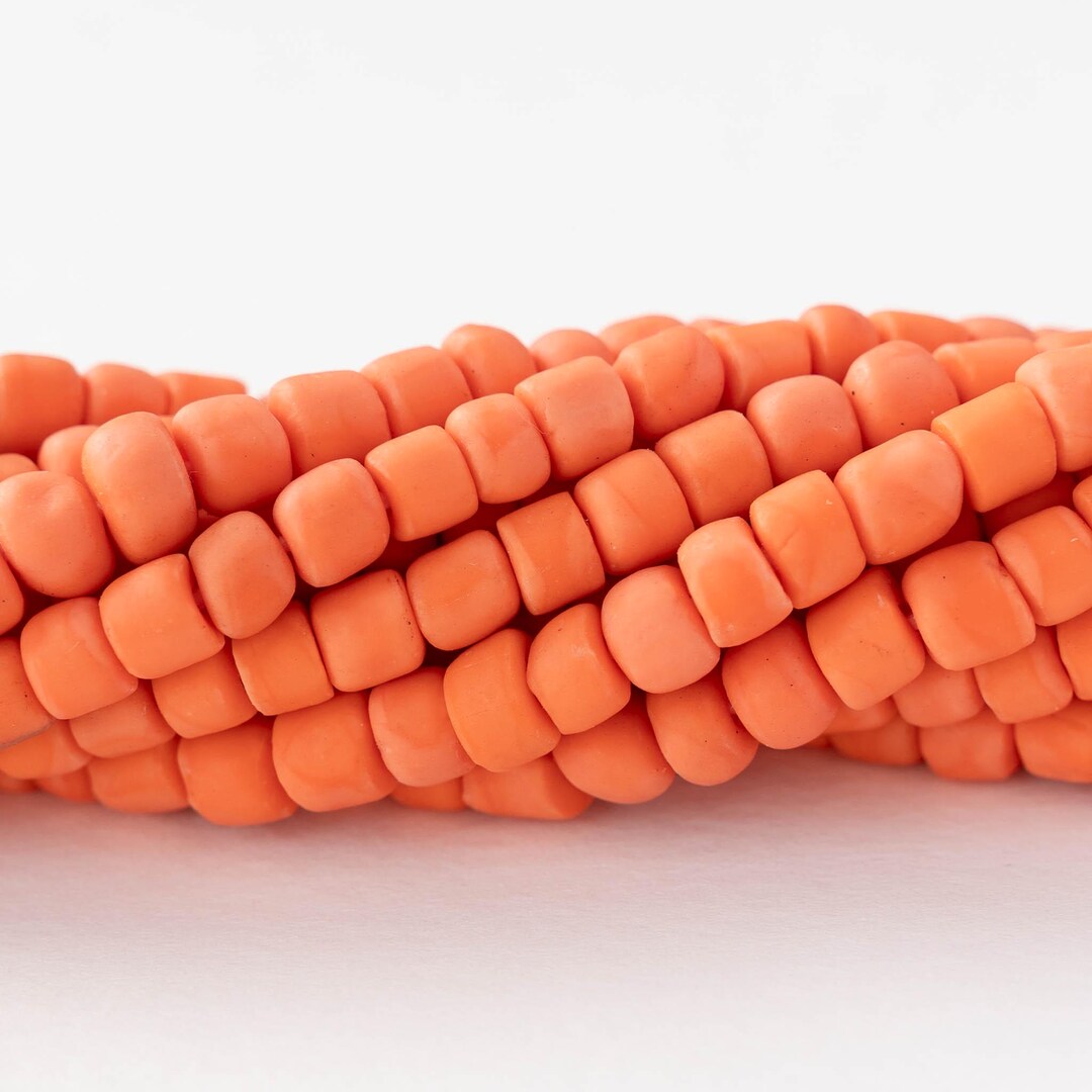 Glass Java Beads - Opaque Orange - Gooseberries - Whole or Half Strand ...