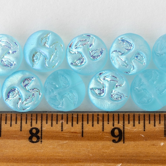 13mm Full Moon Beads Moon Face Beads Man in the Moon Beads Beads for  Jewelry Making Czech Glass Beads Matte Aqua AB 
