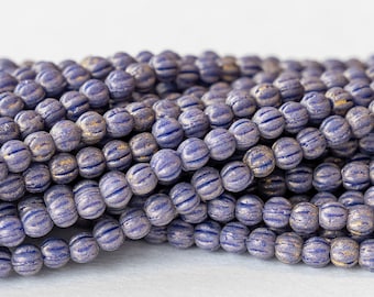 3mm Melon Beads 3mm - Czech Glass Beads For Jewelry Making Supply - Czech Beads - Silvery Lavender - 100 Beads