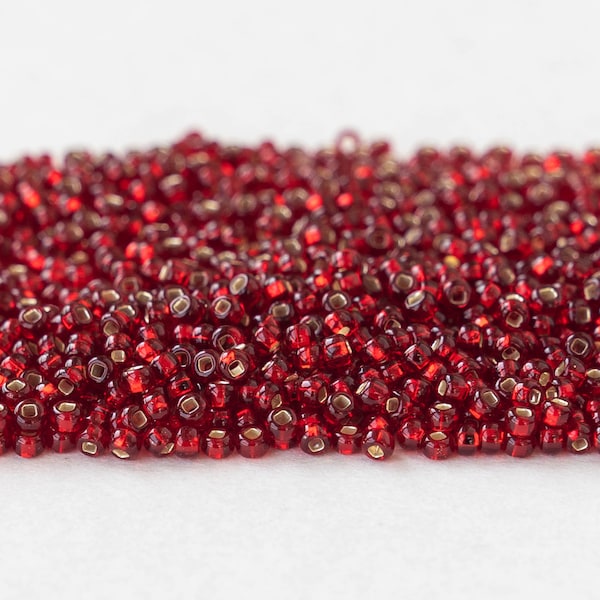 11/0 Seed Beads - Czech Seed Beads - Silver Lined Seeds -   Red Silver Lined - 24 grams