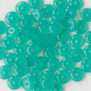 7mm Rondelle Beads - Disk Spacer - Smooth Rondelle Beads - Czech Glass Beads - Opaline Seafoam - 50 Beads