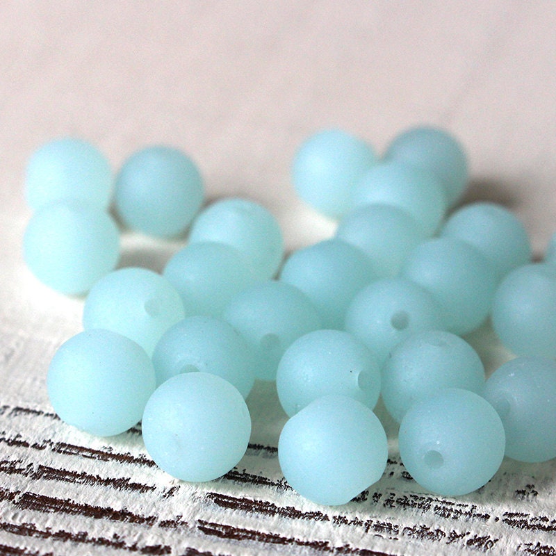 8mm Round Sea Glass Beads Jewelry Making Supply Frosted Etsy
