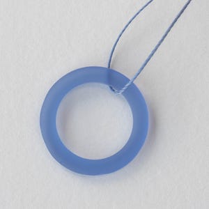 27mm Sea Glass Rings - Sea Glass Beads - Recycled Glass Beads - Sapphire Blue - 2 Rings