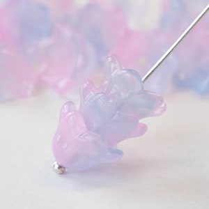 20 - Glass Flower Beads - Czech Glass Beads - Pink Lavender Opaline Mix  - 20 beads