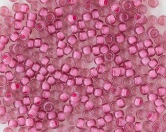 Cuentas de vidrio checas tamaño 11/0 - Cristal con borde rosa - 20 gramos
