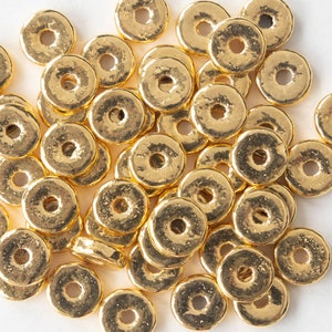 8mm Round Gold Washer Beads 24K Gold Mykonos Ceramic Beads Jewelry Making Gold Beads Choose Your Amount image 3