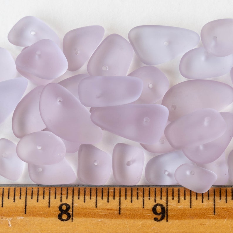 Sea Glass Beads For Jewelry Making Beach Glass Pebbles Recycled Glass Beads Cultured Sea Glass Lilac 8 inches image 6