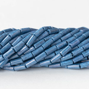 9x4mm glass Tube Beads Bohemian Beads Czech Glass Beads 9x4mm Mottled Teal 20 or 60 Inches image 3