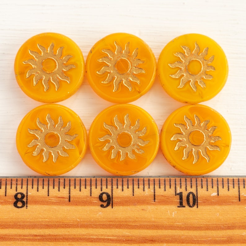 22mm Table Cut Sun Coin Beads Czech Glass Beads For Jewelry Making Czech Glass Coin 22mm Coin Beads Sunshine Yellow 1 Bead image 4