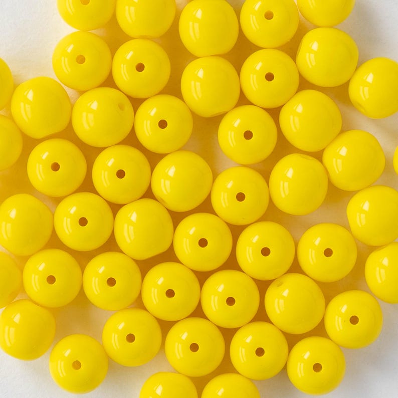 6mm Round Beads - Czech Glass - Sunshine Yellow - 25 Beads image 3