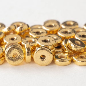 8mm Round Gold Washer Beads 24K Gold Mykonos Ceramic Beads Jewelry Making Gold Beads Choose Your Amount image 2