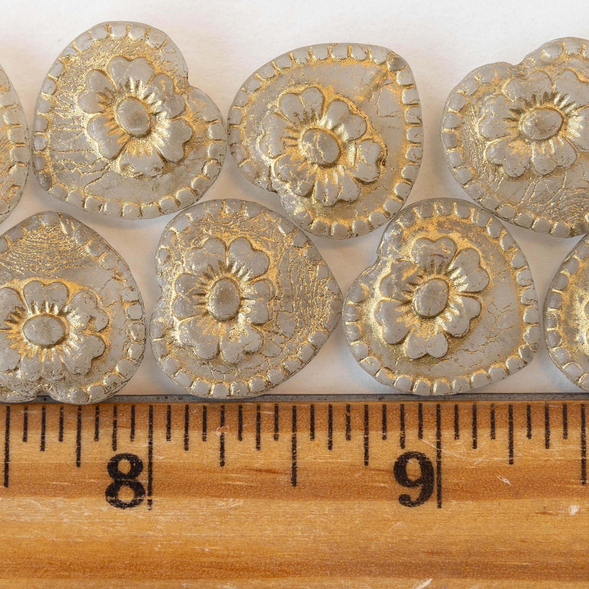 17 mm ハートビーズ - チェコガラス ビクトリアン ハートビーズ