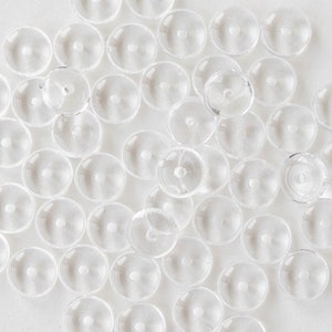 100 - 6mm Smooth Glass Rondelle Beads - Czech Glass Beads - 6mm Spacer Disk Beads - Crystal Clear - 100 beads