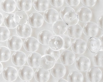 100 - 6mm Smooth Glass Rondelle Beads - Czech Glass Beads - 6mm Spacer Disk Beads - Crystal Clear - 100 beads