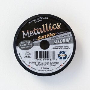 Soft Flex Beading Wire - .019 - Medium - Antique Brass Metallic - 30 feet