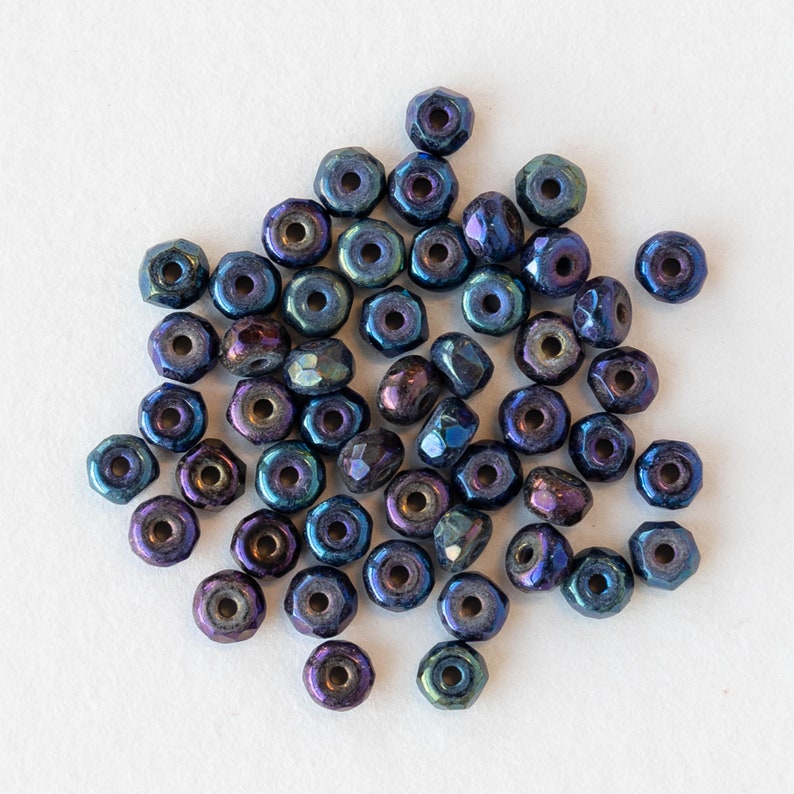 2x3mm Rondelle Beads Czech Glass Beads Blue Iris 50 Beads image 3