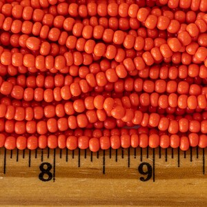 0/6 Size 6 Seed Beads Czech Seed Beads For Jewelry Making Opaque Seed Beads Opaque Coral Red 3 Strands image 4