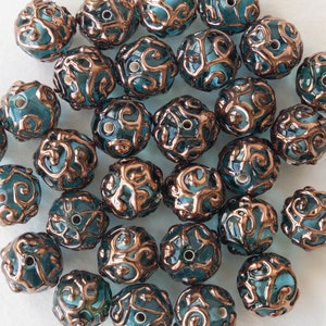 10mm Round Handmade Glass Lampwork Beads Czech Glass Beads 10mm Round Beads Aquamarine 2, 6 or 12 beads image 5