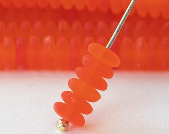 100 - 6mm Smooth Glass Rondelle Beads - Czech Glass Beads - 6mm Spacer Beads - Glass Saucer Beads - Orange Hyacinth Matte - 100 beads
