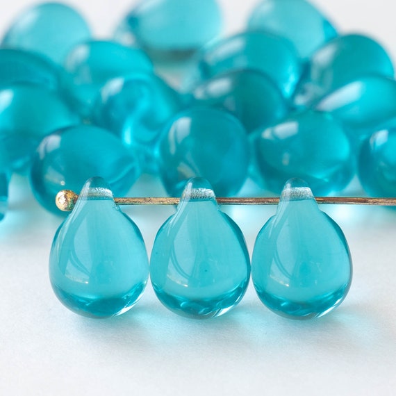 6x9mm Glass Teardrop Beads Czech Glass Beads Smooth Briolette Beads  Iridescent 30 Beads 