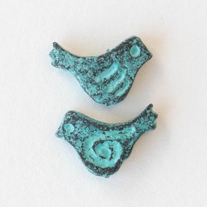 Copper with Patina Bird Bead Mykonos Green Patina Beads For Jewelry Making Made In Greece 4 Beads image 4