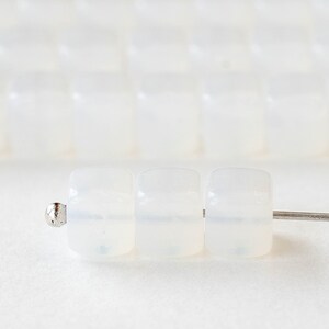 50 - 5x7mm Glass Cube Beads - Czech Glass Beads - White Opaline - 50 Beads
