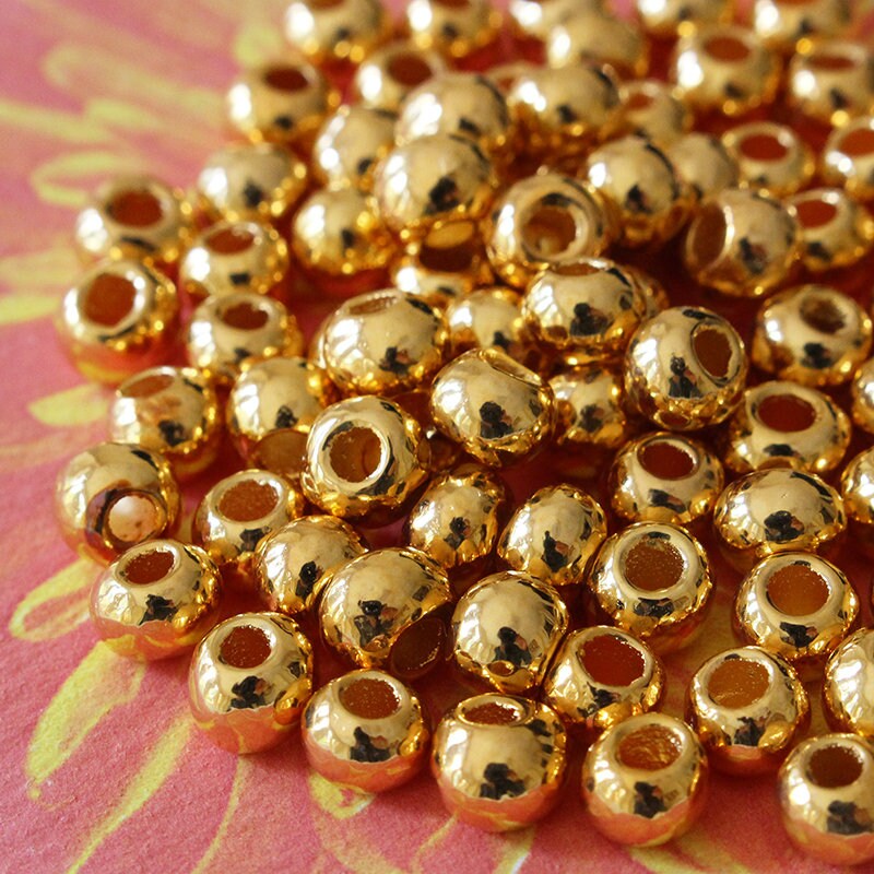 4mm Mykonos Seed Beads - 24K Gold - Choose Amount – funkyprettybeads