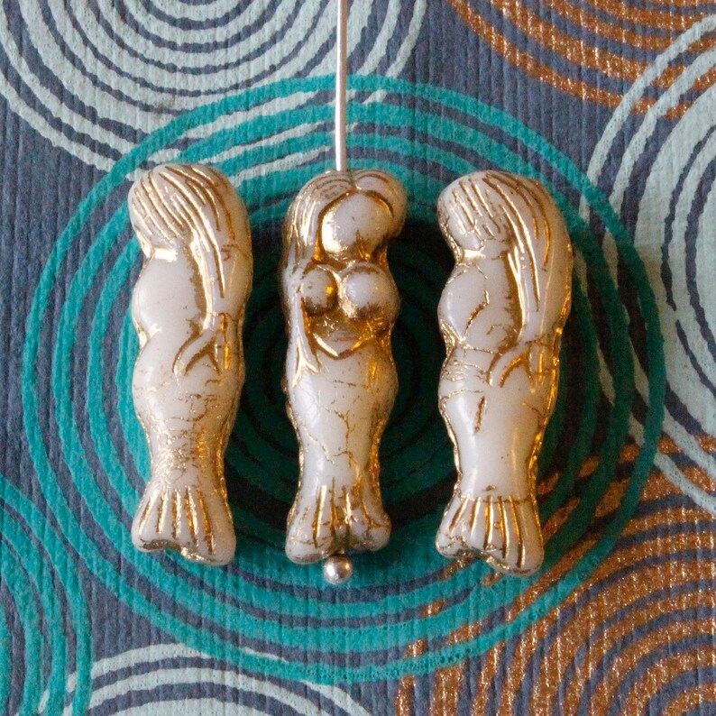 Glass Mermaid Beads Czech Glass Beads for Jewelry Making Etsy