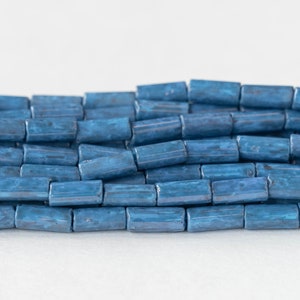 9x4mm glass Tube Beads Bohemian Beads Czech Glass Beads 9x4mm Mottled Teal 20 or 60 Inches image 5