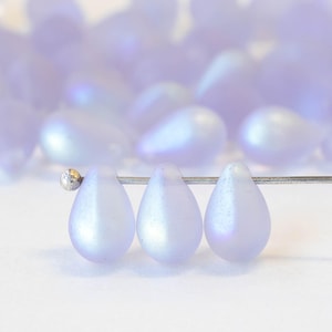 50 - 6x9mm Teardrop Beads For Jewelry Mak~55 - 9x6mm AB Aurora - Frosted Glass Beads - Czech Glass Beads - Matte Alexandrite AB ~ 50 Beads