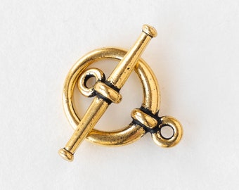 15.5mm Toggle Clasp - Tierra Cast Findings - Antiqued Gold Finish -  1 Clasp