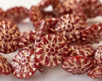 瞳花 10 - 14mm Dahlia Flower Bead - Czech Glass Beads for Jewelry