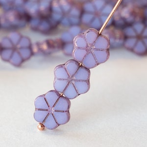 10 - 10mm Czech Flower Beads - Forget-Me-Not Flower Beads - Opaque Lavender - 10 Beads