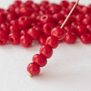 Cuentas de semilla tamaño 2 - Rojo opaco - Cuentas de vidrio checo - 25 gramos