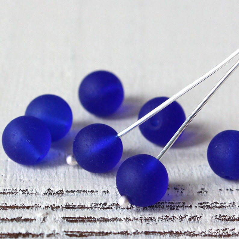 16 Inches 8mm Round Sea Glass Beads For Jewelry Making Etsy