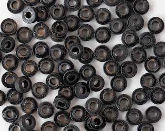 1 x 3 mm Mini cuentas metálicas Heishi - Latón negro - 100 cuentas