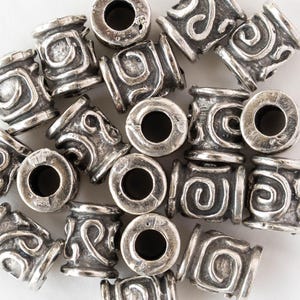 8x10mm Spiral Key Barrel Bead - Antique Silver - 2, 6, or 12 beads
