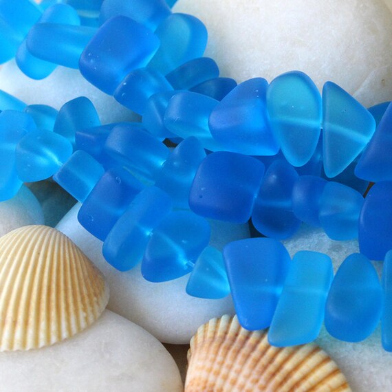 Aqua Sea Glass Beads Faux Beach Glass Pebbles Recycled Etsy