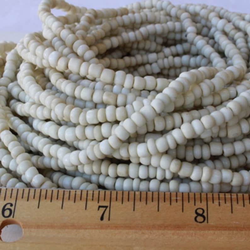 Rustic Indonesian Seed Beads For Jewelry Making Matte Seed Beads Indonesian Glass Boho Seed Beads Ivory White image 3