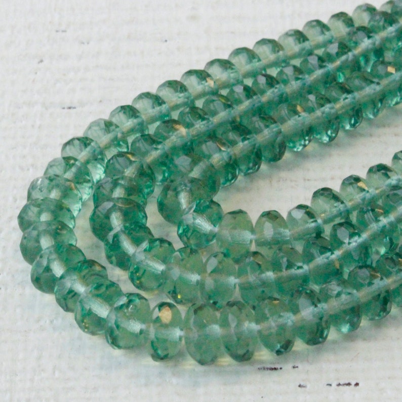 5x7mm Rondelle Beads Czech Glass Beads Transparent Green Tourmaline Glass 25 beads image 4