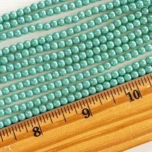 100 4mm Round Glass Beads For Jewelry Making Czech Glass Beads Opaque Turquoise Luster 100 Beads image 7
