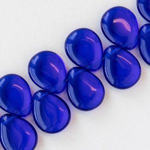 12x16mm Flat Glass Teardrop Beads For Jewelry Making Smooth Briolette Czech Glass Beads Cobalt Blue 20 Beads image 2