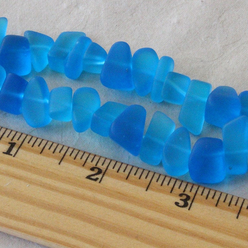 Aqua Sea Glass Beads Faux Beach Glass Pebbles Recycled Tumbled