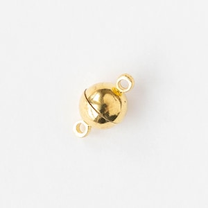 Magnetic Clasp - 8mm Round Gold Plated Brass - 1 Clasp