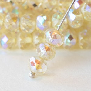 25 - 5x7mm Rondelles - Pale Yellow AB - czech glass beads -  25