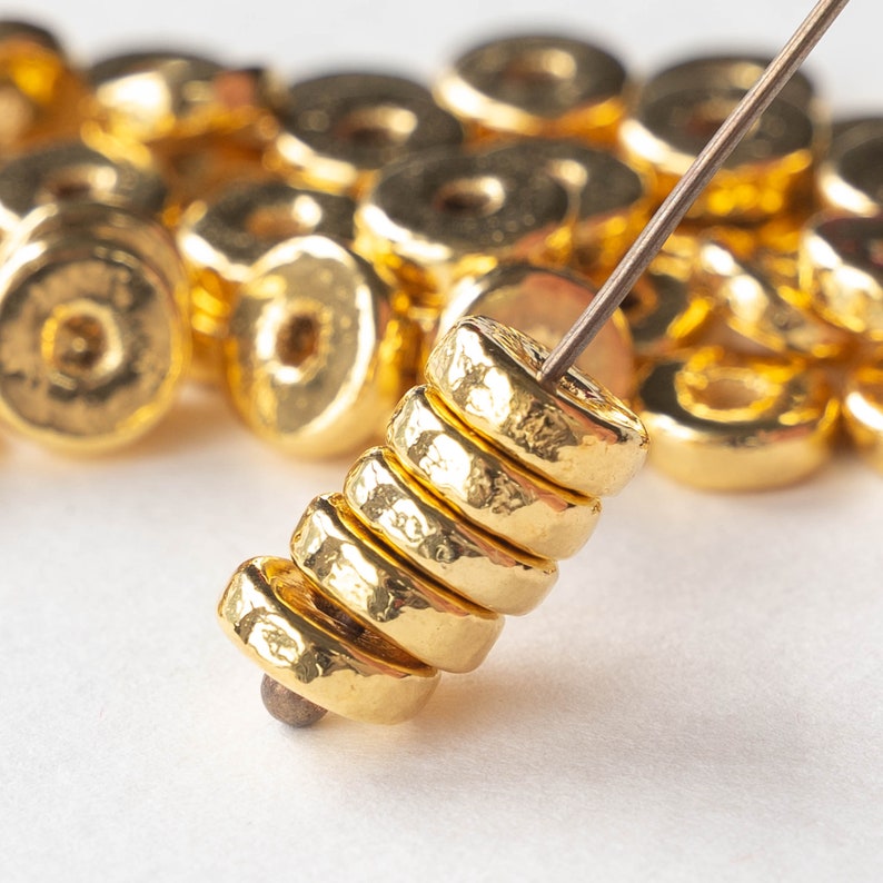 8mm Round Gold Washer Beads 24K Gold Mykonos Ceramic Beads Jewelry Making Gold Beads Choose Your Amount image 5