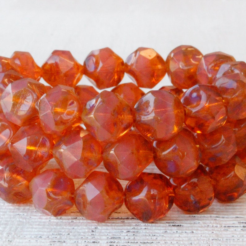 15 Pink Opaline With Picasso Finish Czech Glass Beads For Jewelry Making Supply Central Cut Beads 15 Beads