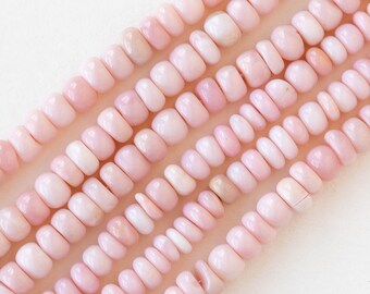 5mm Pink Peruvian Opal Rondelles - Rondelle Gemstone Beads For Jewelry Making - Pink Opal - 13 Inches