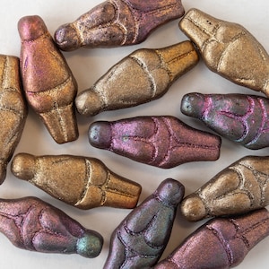 6 - Glass Goddess Beads - Czech Glass Beads  -  Gold Iris Matte - 6